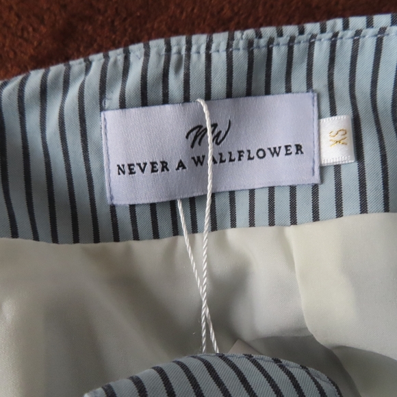 Never A Wallflower striped Blue Ruffle Belted Skirt Size XS NWT - Picture 7 of 8